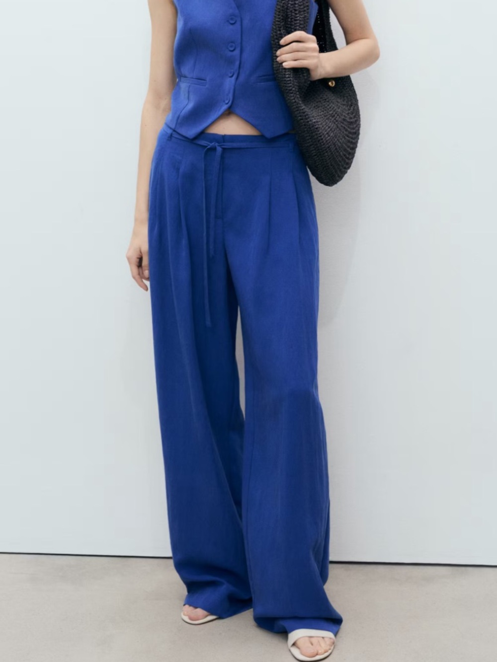 NWT Mango 312 Wide-Leg Trousers in Cobalt Blue sz 6